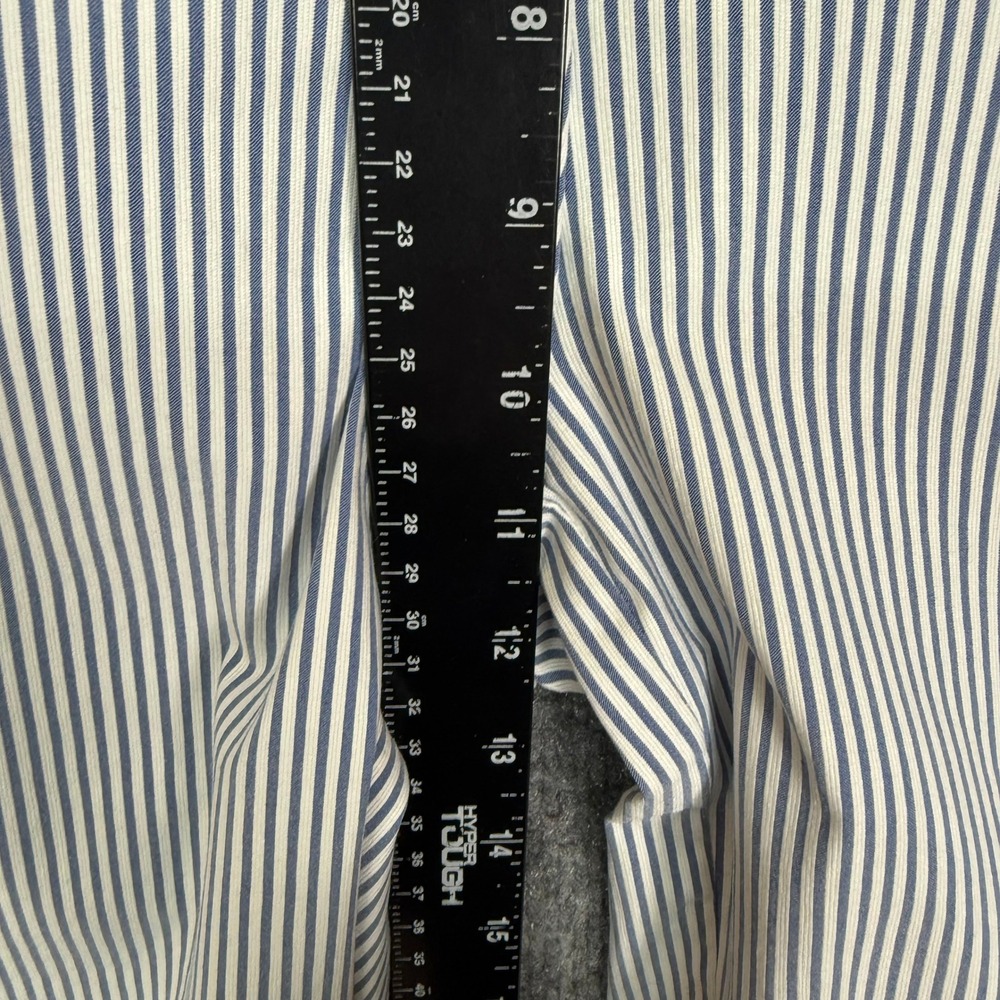 Chicos Pants .5 Womens 6 Blue White Pinstripe Perfect Stretch Wide Leg Cropped - Picture 10 of 14